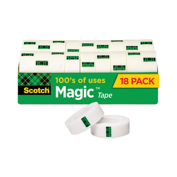 Scotch 810K18CP Magic Tape Cabinet Pack, 1" Core, 0.75" X 83.33 Ft, Clear, 18/pack