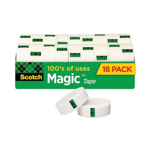Scotch 810K18CP Magic Tape Cabinet Pack, 1" Core, 0.75" X 83.33 Ft, Clear, 18/pack