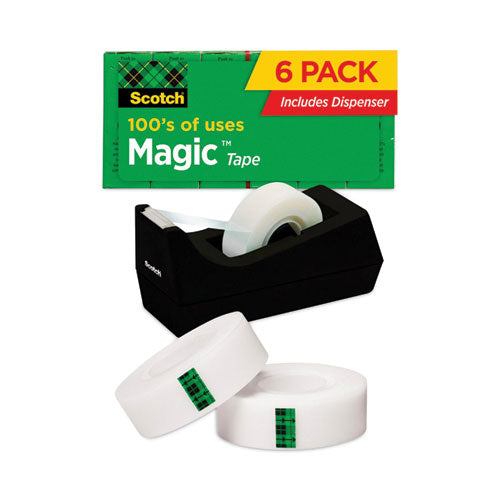 Scotch 810K6C38 Magic Tape Desktop Dispenser Value Pack, 1" Core, 0.75" X 83.33 Ft, Clear, 6/pack