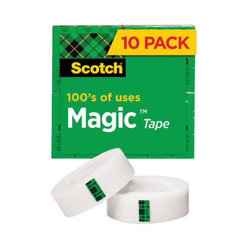 Scotch 810P10K Magic Tape Value Pack, 1" Core, 0.75" X 83.33 Ft, Clear, 10/pack