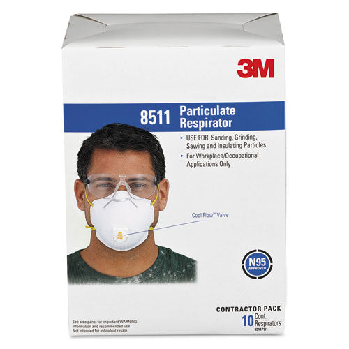 3M 7000002056 Particulate Respirator w/Cool Flow Exhalation Valve, Standard Size, 10/Box