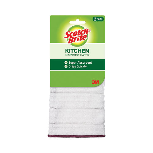 Scotch-Brite 9032-2 Kitchen Cleaning Cloth, Microfiber, 11.4 x 12.4, White, 2/Pack, 12 Packs/Carton