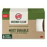 Scotch-Brite 7100290027 Greener Clean Non-Scratch Scrub Sponge, 2.6 x 3.3, 0.7" Thick, White, 6/Pack