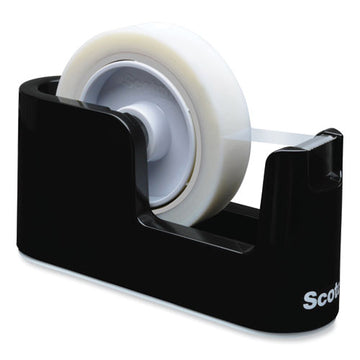 Scotch C-24 Heavy Duty Weighted Desktop Tape Dispenser with One Roll of Tape, 3" Core, ABS, Black