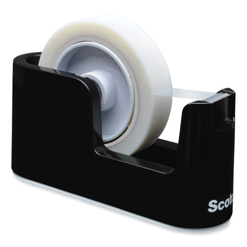 Scotch C-24 Heavy Duty Weighted Desktop Tape Dispenser with One Roll of Tape, 3" Core, ABS, Black