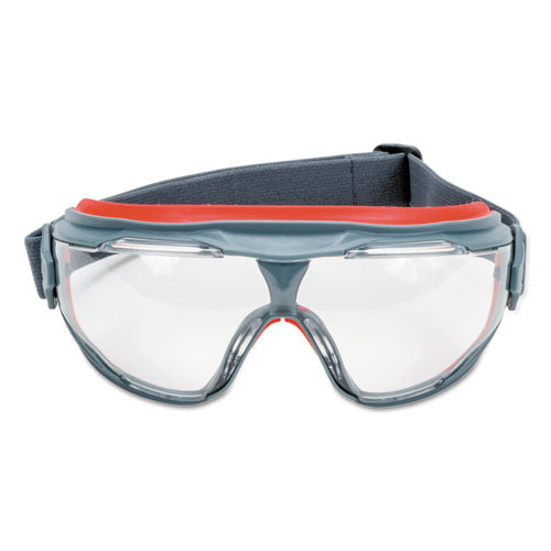 3M GG501SGAF gogglegear 500series safety goggles, anti-fog, red/gray frame, clear lens,10/ctn