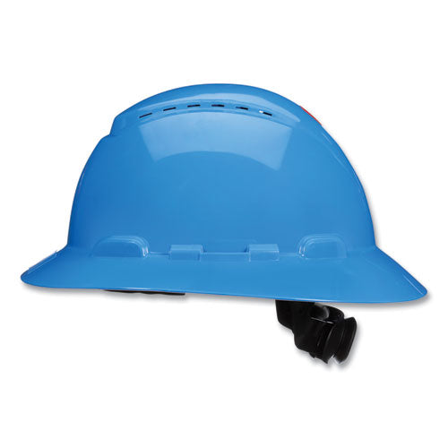3M 7100240031 SecureFit H-Series Hard Hats, H-800 Vented Hat with UV Indicator, 4-Point Pressure Diffusion Ratchet Suspension, Blue