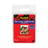 Scotch PL903G Self-Sealing Laminating Pouches, 9.5 Mil, 2.81" X 3.75", Gloss Clear, 5/pack