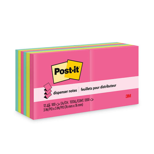 Post-IT Dispenser Notes R330-12AN Original Pop-up Refill Value Pack, 3 x 3, (8) Poptimistic Collection Colors, (4) Canary Yellow, 100 Sheets/Pad, 12 Pads/Pack