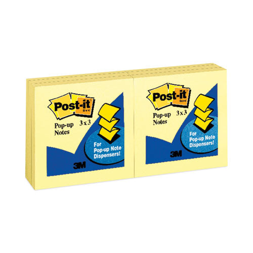 Post-IT Pop-Up Notes R330-YW Original Canary Yellow Pop-up Refill, 3" x 3", Canary Yellow, 100 Sheets/Pad, 12 Pads/Pack