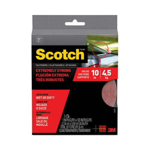 Scotch RF6760 Extreme Fasteners, 1" X 10 Ft, Clear, 2/pack