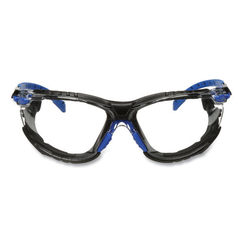 3M 7100079186 Solus 1000 Series Safety Glasses, Black/Blue Plastic Frame, Clear Polycarbonate Lens