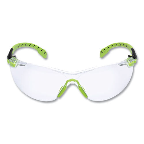3M 7100079049 Solus 1000-Series Safety Glasses, Black/Green Plastic Frame, Clear Polycarbonate Lens