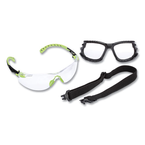 3M 7100079182 Solus 1000-Series Safety Glasses, Green Plastic Frame, Clear Polycarbonate Lens