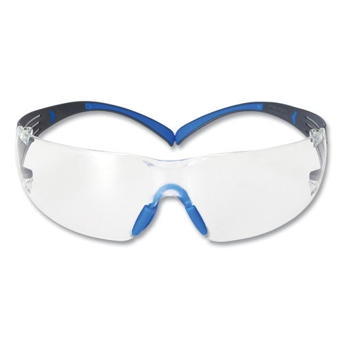 3M 7100150838 SecureFit Protective Eyewear, 400 Series, Black/Blue Plastic Frame, Clear Polycarbonate Lens