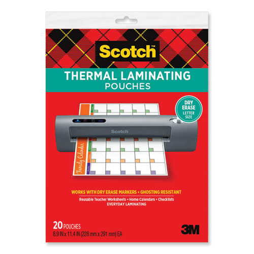 Scotch 7100233554 Laminating Pouches, 3 mil, 8.9 x 11.4, Clear, 20/Pack
