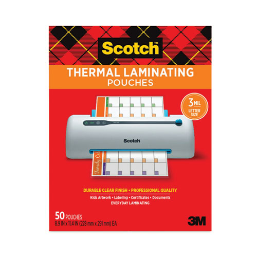 Scotch TP3854-50 Laminating Pouches, 3 Mil, 9" X 11.5", Gloss Clear, 50/pack