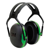 3M X1A PELTOR X Series Earmuffs, Model X1A, 22 dB NRR, Black/Green