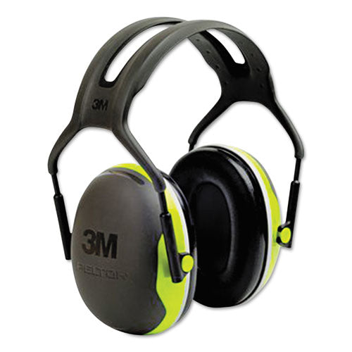 3M X4A PELTOR X Series Earmuffs, Model X4A, 27 dB NRR, Black/Chartreuse