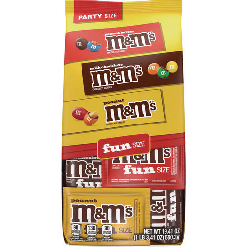 M & M's 460668 M and M'S Milk Chocolate, Peanut and Peanut Butter Variety Pack Fun Size Chocolate Candy Assortment, 19.41 oz Bag