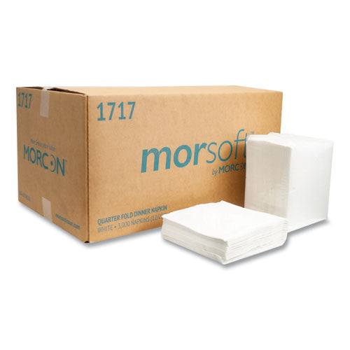 Morcon Tissue 1717 Morsoft Dinner Napkins, 1-Ply, 16 x 16, White, 250/Pack, 12 Packs/Carton