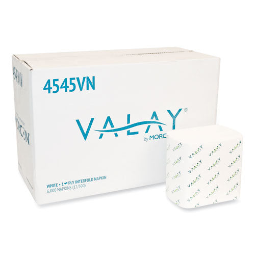 Morcon Tissue 4545VN Valay Interfolded Napkins, 1-Ply, White, 6.5 X 8.25, 6,000/carton