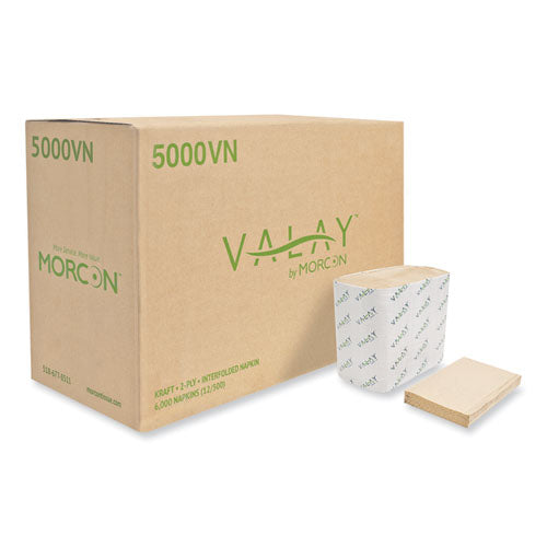 Morcon Tissue 5000VN Valay Interfolded Napkins, 2-Ply, 6.5 X 8.25, Kraft, 6,000/carton