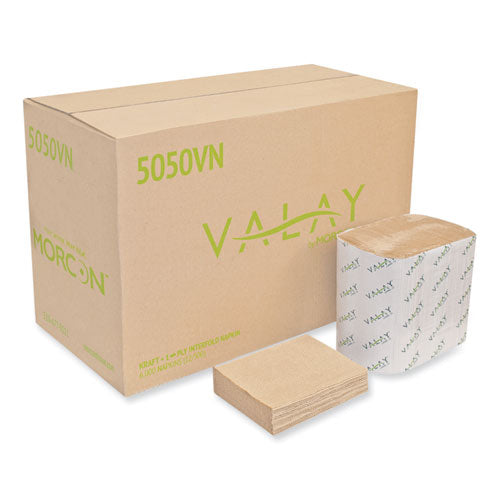 Morcon Tissue 5050VN Valay Interfolded Napkins, 1-Ply, 6.3 X 8.85, Kraft, 6,000/carton