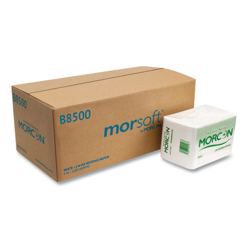 Morcon Tissue B8500 Morsoft Beverage Napkins, 9 X 9/4, White, 500/pack, 8 Packs/carton