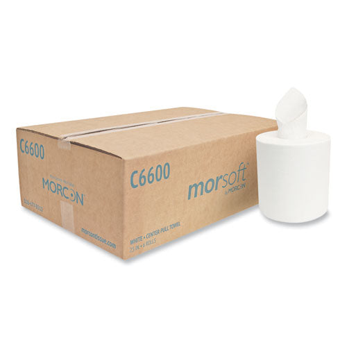 Morcon Tissue C6600 Morsoft Center-Pull Roll Towels, 2-Ply, 6.9" dia, White, 600 Sheets/Roll, 6 Rolls/Carton