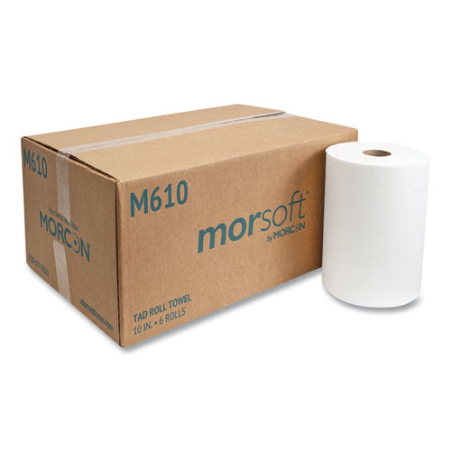 Morcon Tissue M610 10 Inch TAD Roll Towels, 1-Ply, 10" x 500 ft, White, 6 Rolls/Carton