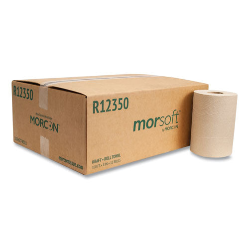 Morcon Tissue R12350 Morsoft Universal Roll Towels, 1-Ply, 8" x 350 ft, Brown, 12 Rolls/Carton