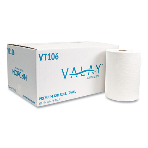 Morcon Tissue VT106 10 Inch Tad Roll Towels, 1-Ply, 10" X 550 Ft, White, 6 Rolls/carton