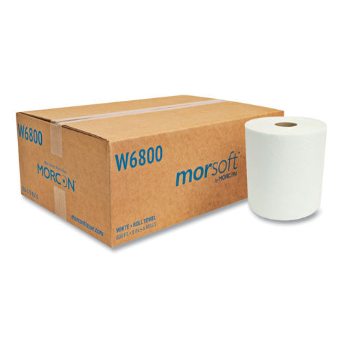 Morcon Tissue W6800 Morsoft Universal Roll Towels, 1-Ply, 8" x 800 ft, White, 6 Rolls/Carton
