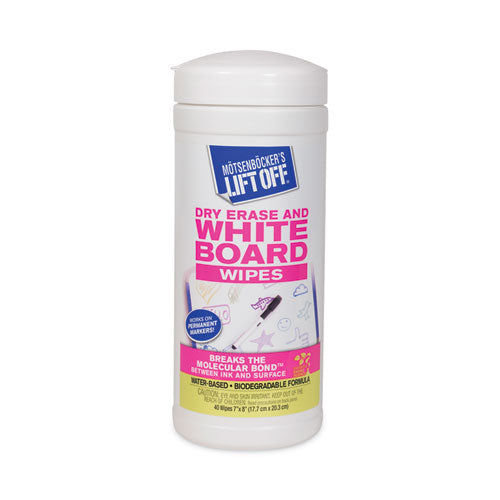 Motsenbocker's Lift-Off 42703 Dry Erase Cleaner Wipes, 7 X 12, 40/canister