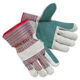 MCR Safety 1211J Men's Economy Leather Palm Gloves, White/red, Large, 12 Pairs
