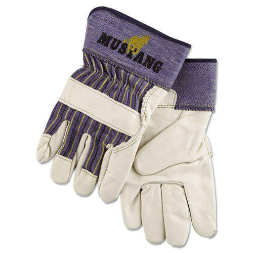 MCR Safety 1935XL Mustang Leather Palm Gloves, Blue/cream, X-Large, Dozen