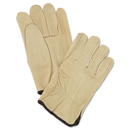 MCR Safety 3400L Unlined Pigskin Driver Gloves, Cream, Large, 12 Pairs