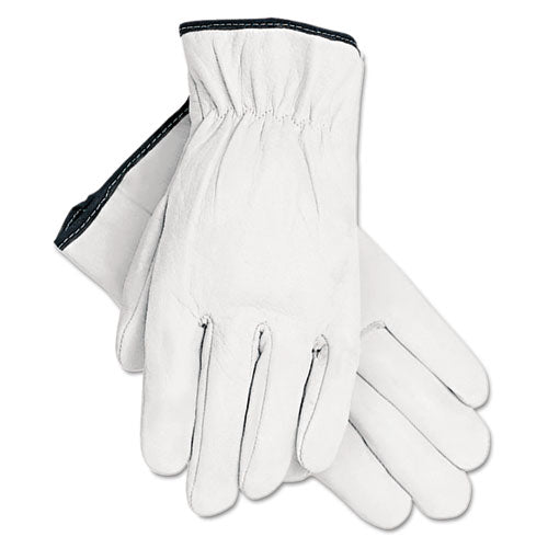 MCR Safety 3601L Grain Goatskin Driver Gloves, White, Large, 12 Pairs