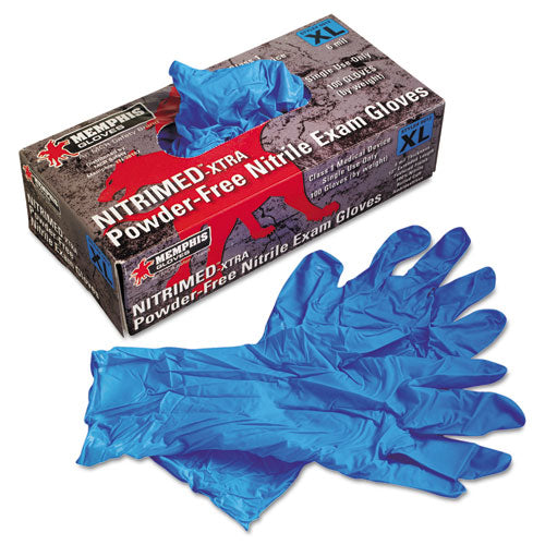 MCR Safety 6012XL Nitri-Med Disposable Nitrile Gloves, Blue, X-Large, 100/box