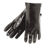 MCR Safety 6218 single dipped pvc gloves, smooth, interlock lined, 18" long, large, black, 12 pair