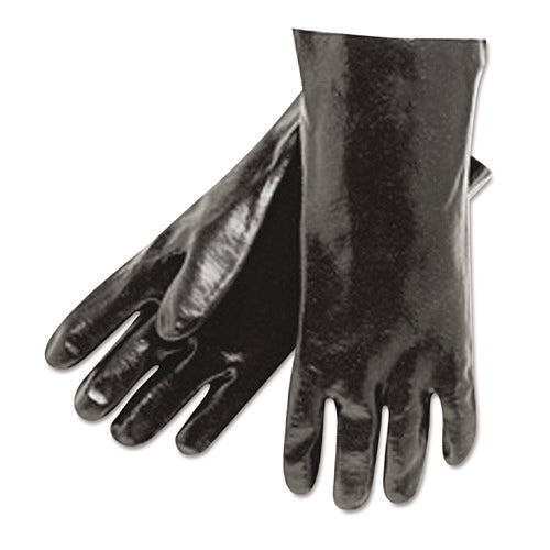 MCR Safety 6218 single dipped pvc gloves, smooth, interlock lined, 18" long, large, black, 12 pair