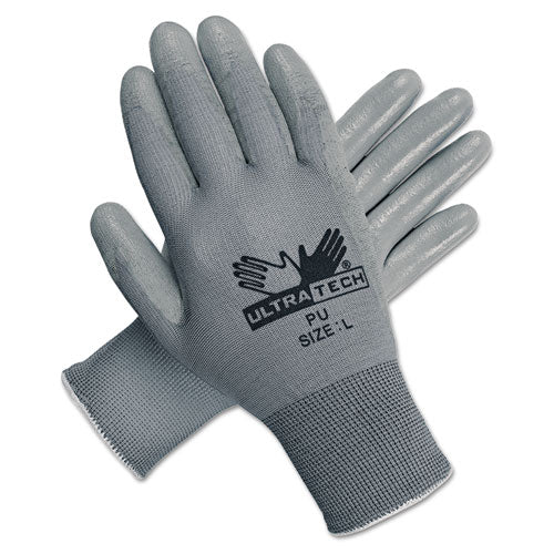 MCR Safety 9696L Ultra Tech TaCartonile Dexterity Work Gloves, White/Gray, Large, 12 Pairs