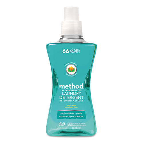 Method 01489 4x Concentrated Laundry Detergent, Beach Sage, 53.5 Oz Bottle, 4/carton