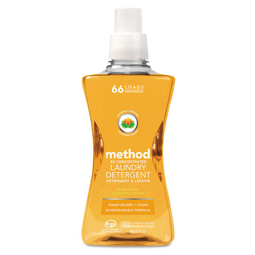 Method 01490 4x Concentrated Laundry Detergent, Ginger Mango, 53.5 Oz Bottle, 4/carton