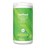 Method 338525 All Purpose Cleaning Wipes, 1 Ply, Lime and Sea Salt, White, 70/Canister, 6/Carton