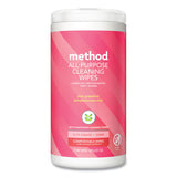 Method 338527 All Purpose Cleaning Wipes, 1 Ply, Pink Grapefruit, White, 70/Canister, 6/Carton