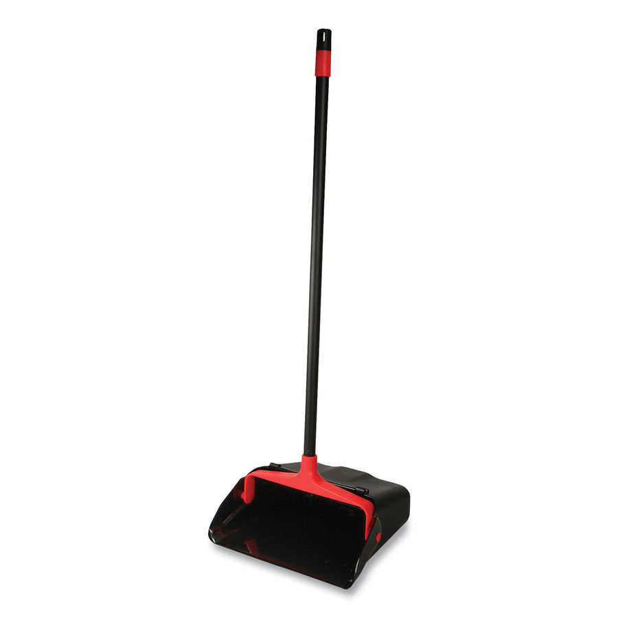 O-Cedar Commercial 96208 Maxi-Plus Lobby Dust Pan With Rear Wheels, 13 X 35, 30" Handle, Plastic, Black, 6/carton