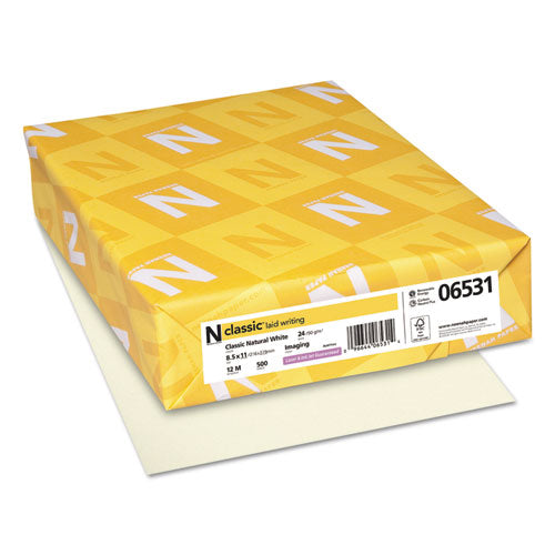 Neenah Paper 06531 CLASSIC Laid Stationery, 24 lb Bond Weight, 8.5 x 11, Classic Natural White, 500/Ream