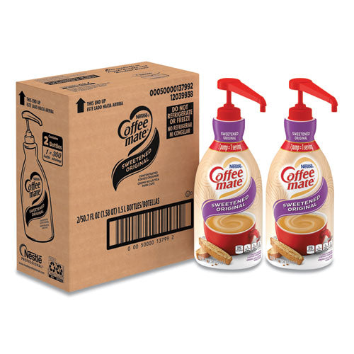 Coffee Mate 12039938 Liquid Coffee Creamer, Sweetened Original, 1.5 Liter Pump Bottle, 2/carton